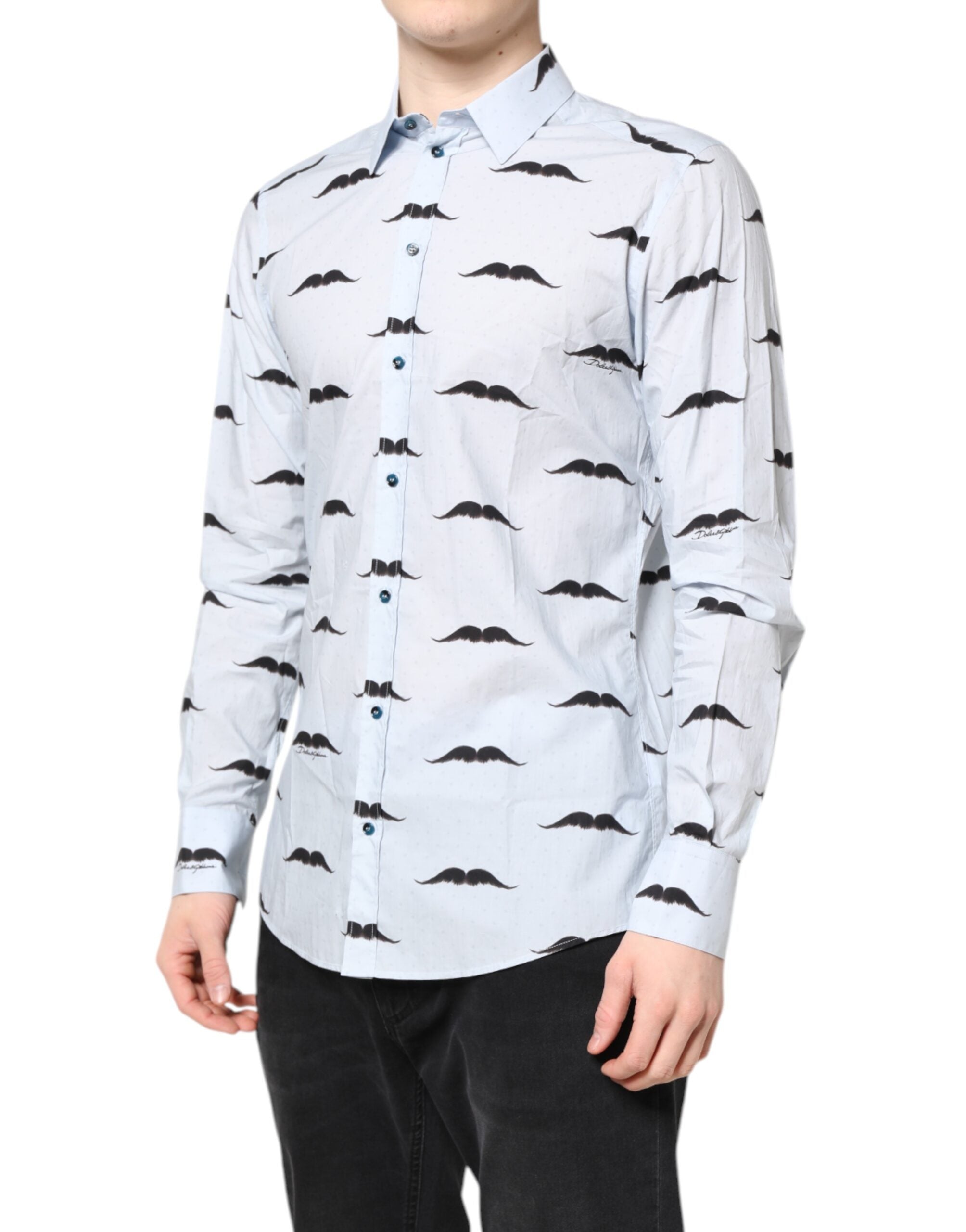 Dolce & Gabbana Light Blue Cotton Shirt MARTINI Formal Dress Shirt